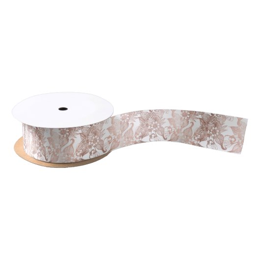  Faux Roos Gold Rustic Floral Tekeningen Satijnen Lint (Spoel)