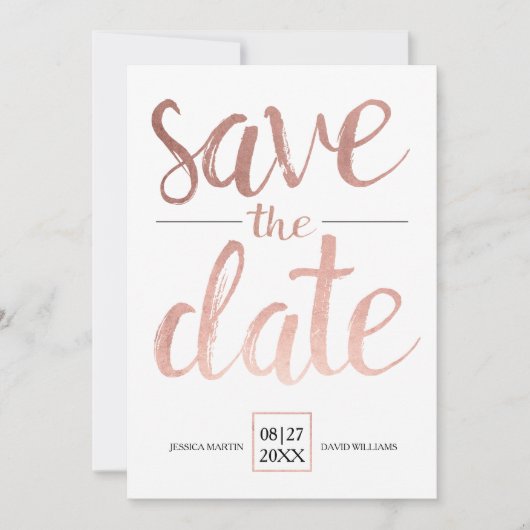 Faux Roos Gold Save the Date (Voorkant)