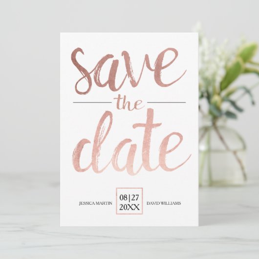 Faux Roos Gold Save the Date (Staand voorkant)
