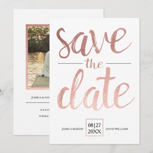 Faux Roos Gold Save the Date (Voorkant / Achterkant)