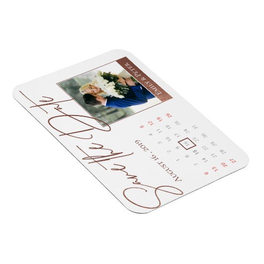 Faux Roos Gold Save the Date Photo Magneet (Rechterzijde)