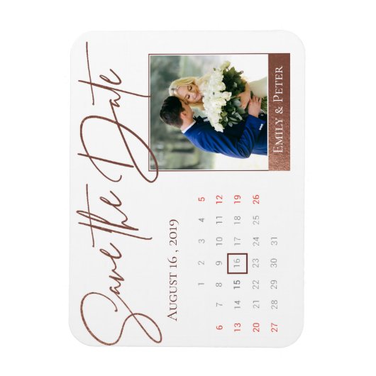 Faux Roos Gold Save the Date Photo Magneet (Verticaal)