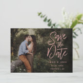 Faux Roos Gold Save the Date Post Kaart (Staand voorkant)