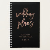 Faux Roos Gold Script op zwart | weddingplanner Planner (Voorkant)