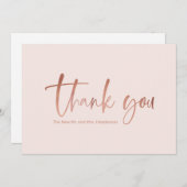 Faux Roos Gold Script Weddenschap Hartelijk dank Bedankkaart (Voorkant / Achterkant)