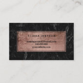 Faux roos Gold-script zwarte marmer-trouwerekkaart Klantenkaartje (Achterkant)