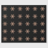 Faux Roos Gold Snowflake op zwart | Kerst van Glam Cadeaupapier (Vlak)