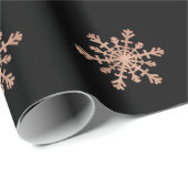 Faux Roos Gold Snowflake op zwart | Kerst van Glam Cadeaupapier (Rol Hoek)