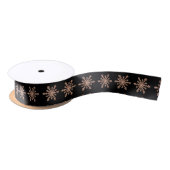 Faux Roos Gold Snowflakes op zwart Satijnen Lint (Spoel)