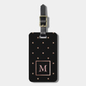 Faux Roos Gold Stippen op zwart met monogram Bagagelabel (Voorkant verticaal)