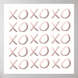 faux roos gold typografie - hugs en kisses xoxo poster