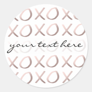 faux roos gold typografie - hugs en kisses xoxo ronde sticker