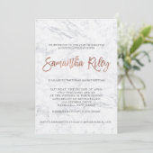 FAUX roos Gold typografie marmer Bat Mitzvah 4 Kaart (Staand voorkant)