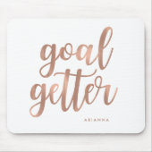 Faux Roos Gold Typografie op White | Goal Getter Muismat (Voorkant)