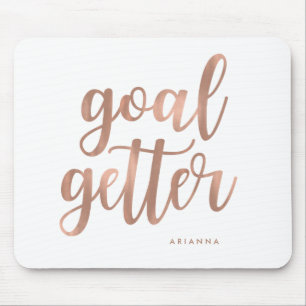 Faux Roos Gold Typografie op White   Goal Getter Muismat