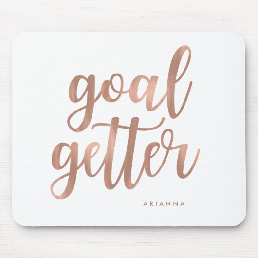 Faux Roos Gold Typografie op White | Goal Getter Muismat (Voorkant)