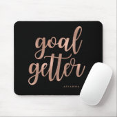 Faux Roos Gold Typografie op zwart | Goal Getter Muismat (Met muis)