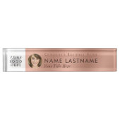 Faux Roos Gold Uw Logo Foto Professional Naambordje (Voorkant)