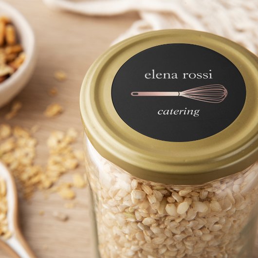 Faux Roos Gold Whisk Logo | Chef Caterer Baker Ronde Sticker