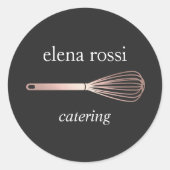 Faux Roos Gold Whisk Logo | Chef Caterer Baker Ronde Sticker (Voorkant)