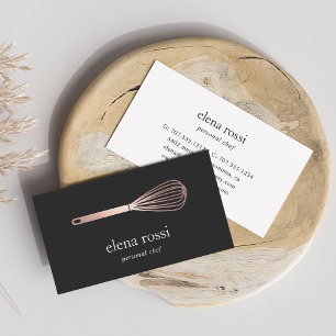 Faux Roos Gold Whisk Logo Chef Catering Bakery Visitekaartje