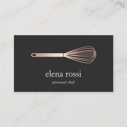 Faux Roos Gold Whisk Logo | Chef Catering Bakery Visitekaartje (Voorkant)