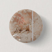 Faux Roos Gold White Pearls Floral Swirl Button (Voorkant)