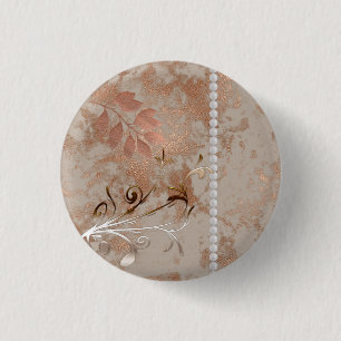 Faux Roos Gold White Pearls Floral Swirl Button