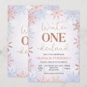 Faux Roos Gold Winter One-derland Verjaardag Kaart (Voorkant / Achterkant)