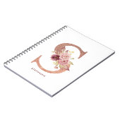 Faux Roos Goud Bloemen Letter S Monogram Notitieboek (Linkerzijde)