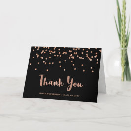 Faux Roos Goud Confetti Afstuderen Dank u Bedankkaart
