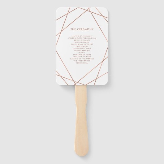 Faux Roos Goud en Wit | Geometrische bruiloft Handwaaier (Achterkant)