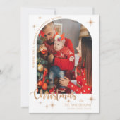  Faux Roos Goud Familie Foto Vrolijk Kerstfeest Feestdagenkaart (Voorkant)