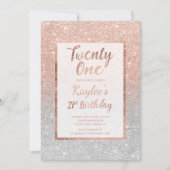 Faux roos goud faux glitter zilver chic 21st Geboo Kaart (Voorkant)