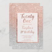 Faux roos goud faux glitter zilver chic 21st Geboo Kaart (Voorkant / Achterkant)