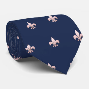 Faux Roos Goud Fleur de Lis DIY Navy Blauw Stropdas