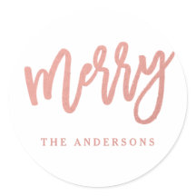 Faux Roos Goud Folie Script Merry Vakantie Sticker