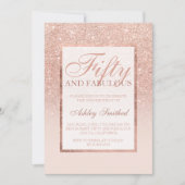 Faux roos goud glitter elegant chic 50 fabulair kaart (Voorkant)
