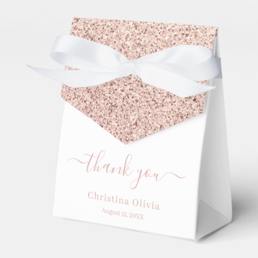 Faux roos goud glitter elegant chic bedankt bedankdoosjes (Voorkant Zijde)