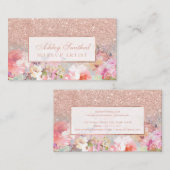 Faux roos goud glitter florale waterverf make-up visitekaartje (Voorkant / Achterkant)