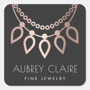 Faux Roos Goud Ketting   Juwelier Logo Vierkante Sticker