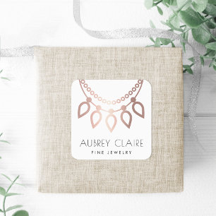Faux Roos Goud Ketting   Juwelier Logo Vierkante Sticker