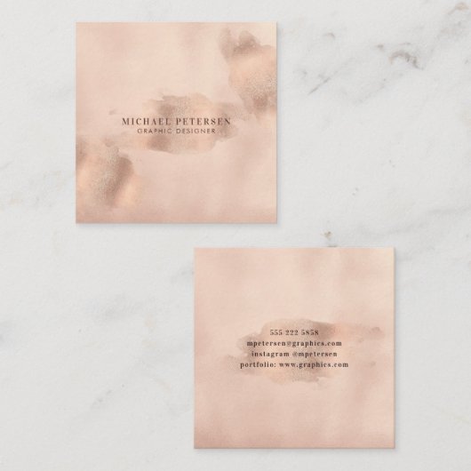 Faux Roos Goud Koper Folie | Grafisch ontwerper Vierkante Visitekaartje (Voorkant / Achterkant)