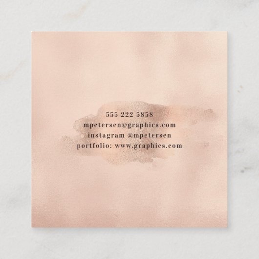 Faux Roos Goud Koper Folie | Grafisch ontwerper Vierkante Visitekaartje (Achterkant)