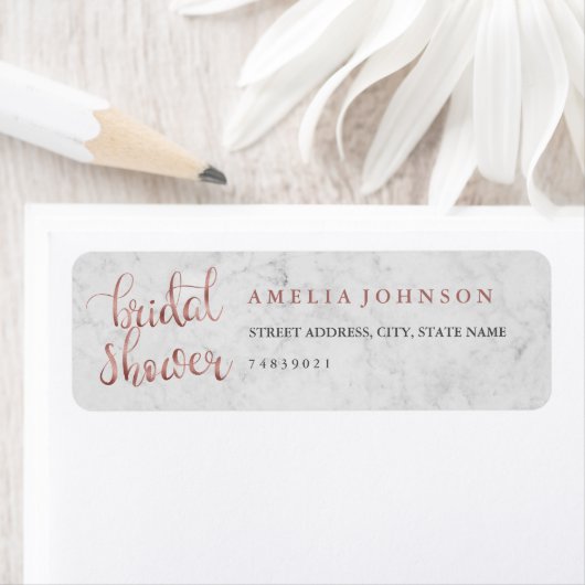 Faux Roos Goud Marmer Adreslabel Etiket (Insitu)