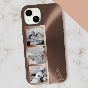 Faux Roos Goud Metallic 3 Fotocollage Monogram iPhone 15 Case
