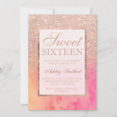 Faux roos goud ombre roze waterverf Sweet 16 Kaart (Voorkant)