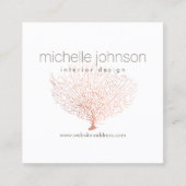 Faux Roos Goud Zee Fan Koraal Interieur Designer Vierkante Visitekaartje (Voorkant)