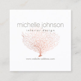 Faux Roos Goud Zee Fan Koraal Interieur Designer Vierkante Visitekaartje