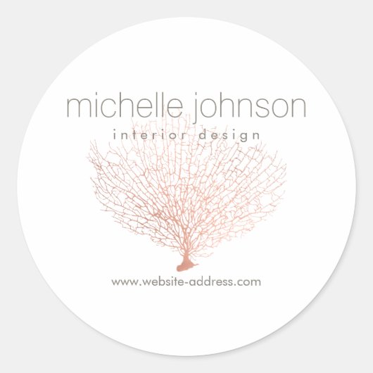 Faux Roos Goud Zee Fan Koraal Ronde Sticker (Voorkant)